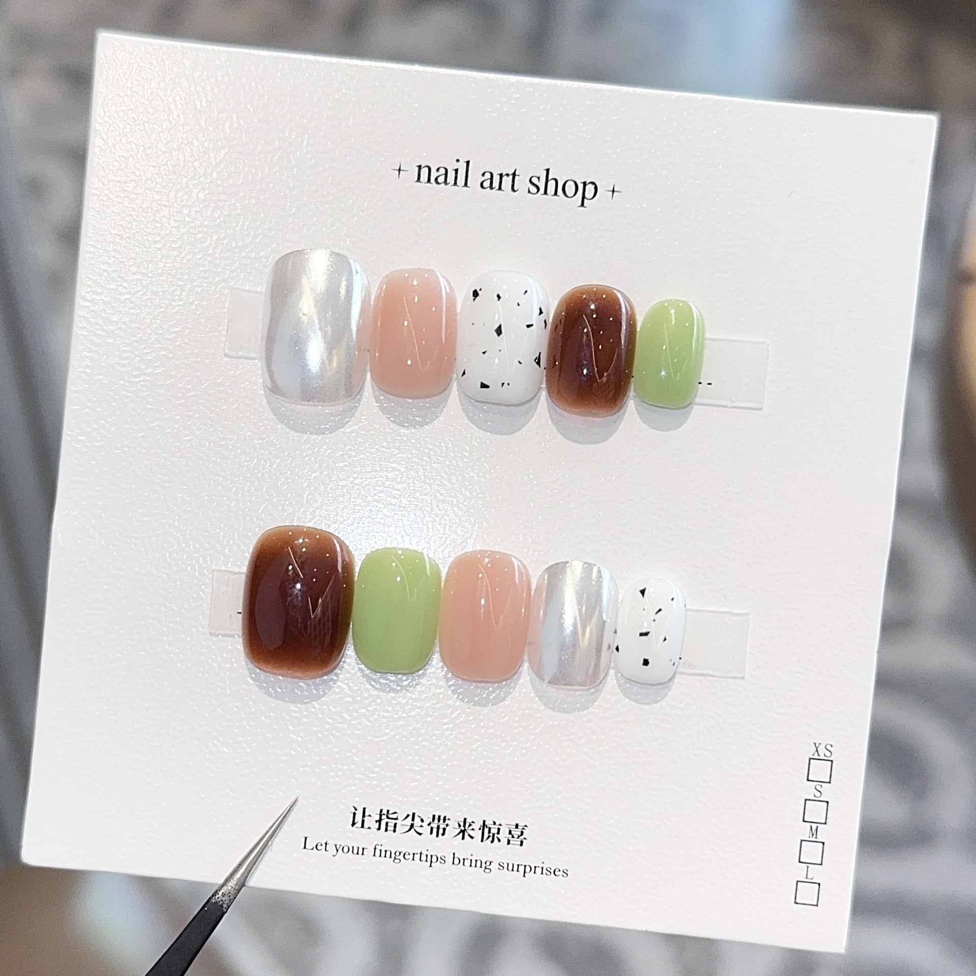 Handmade press-on nails, reusable.