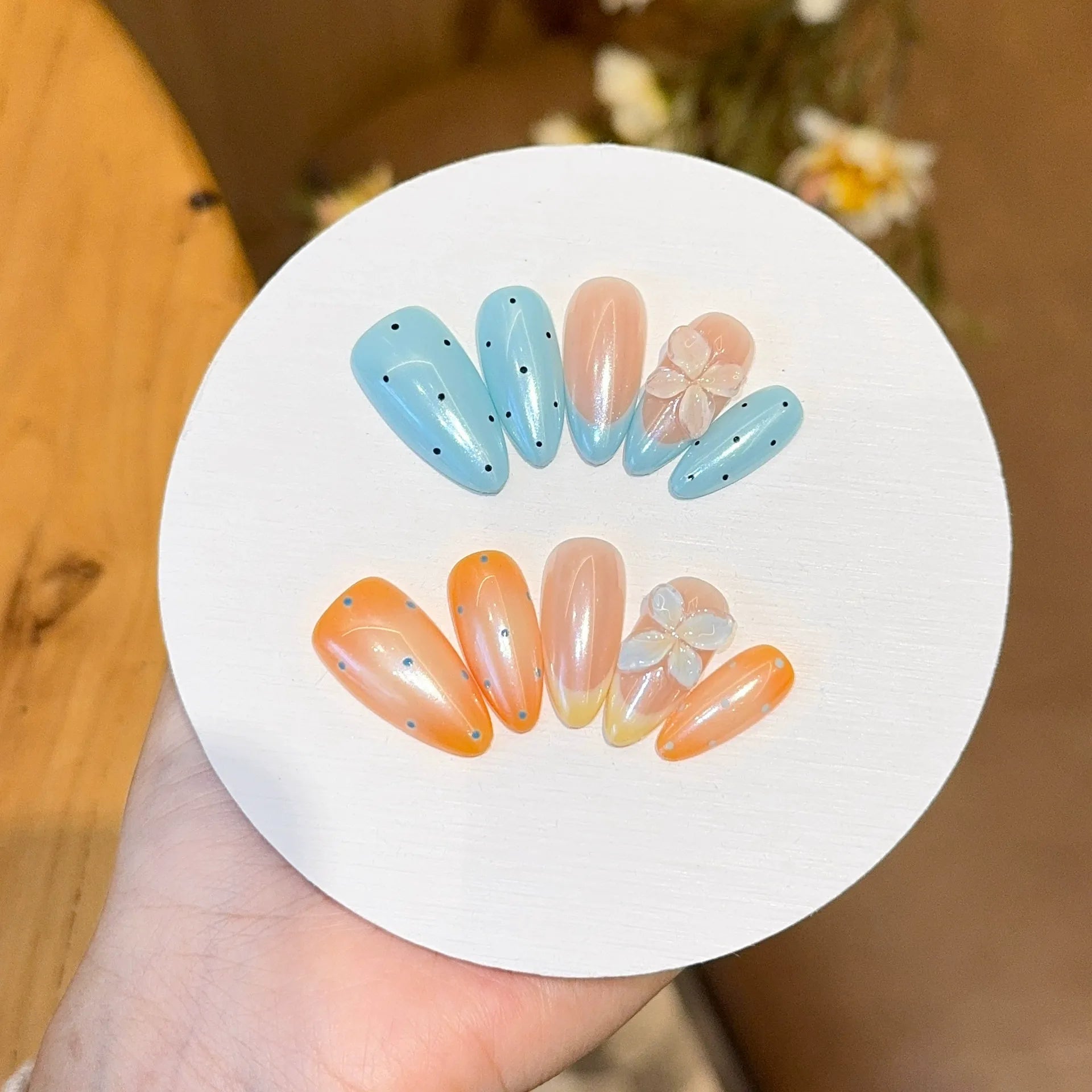Handmade press-on nails, reusable.
