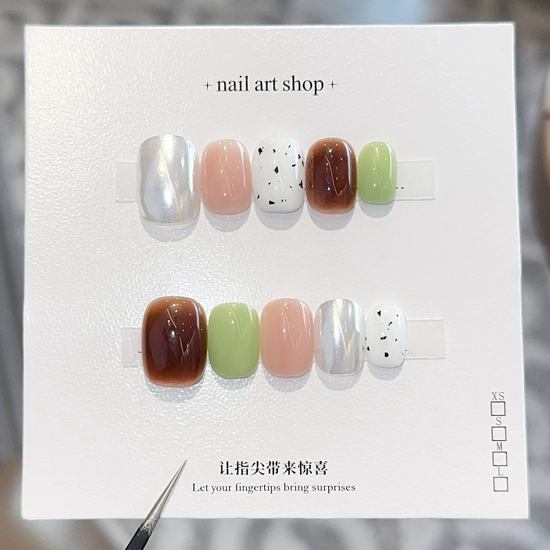 Handmade press-on nails, reusable.