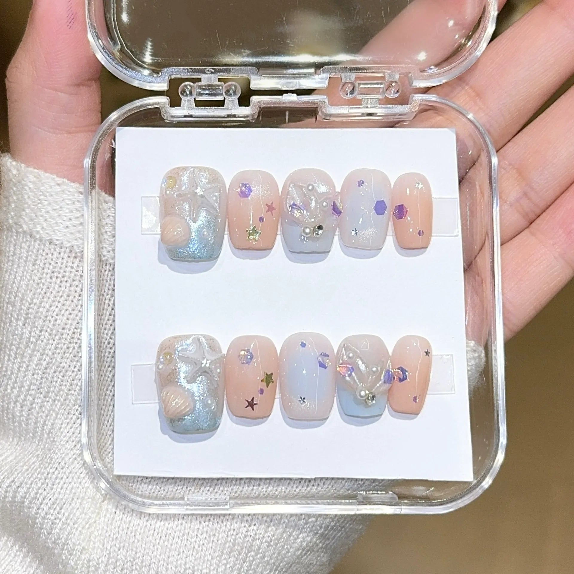 Handmade press-on nails, reusable.