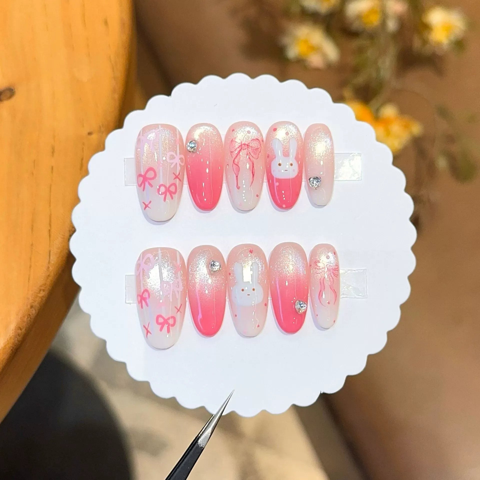 Handmade press-on nails, reusable.
