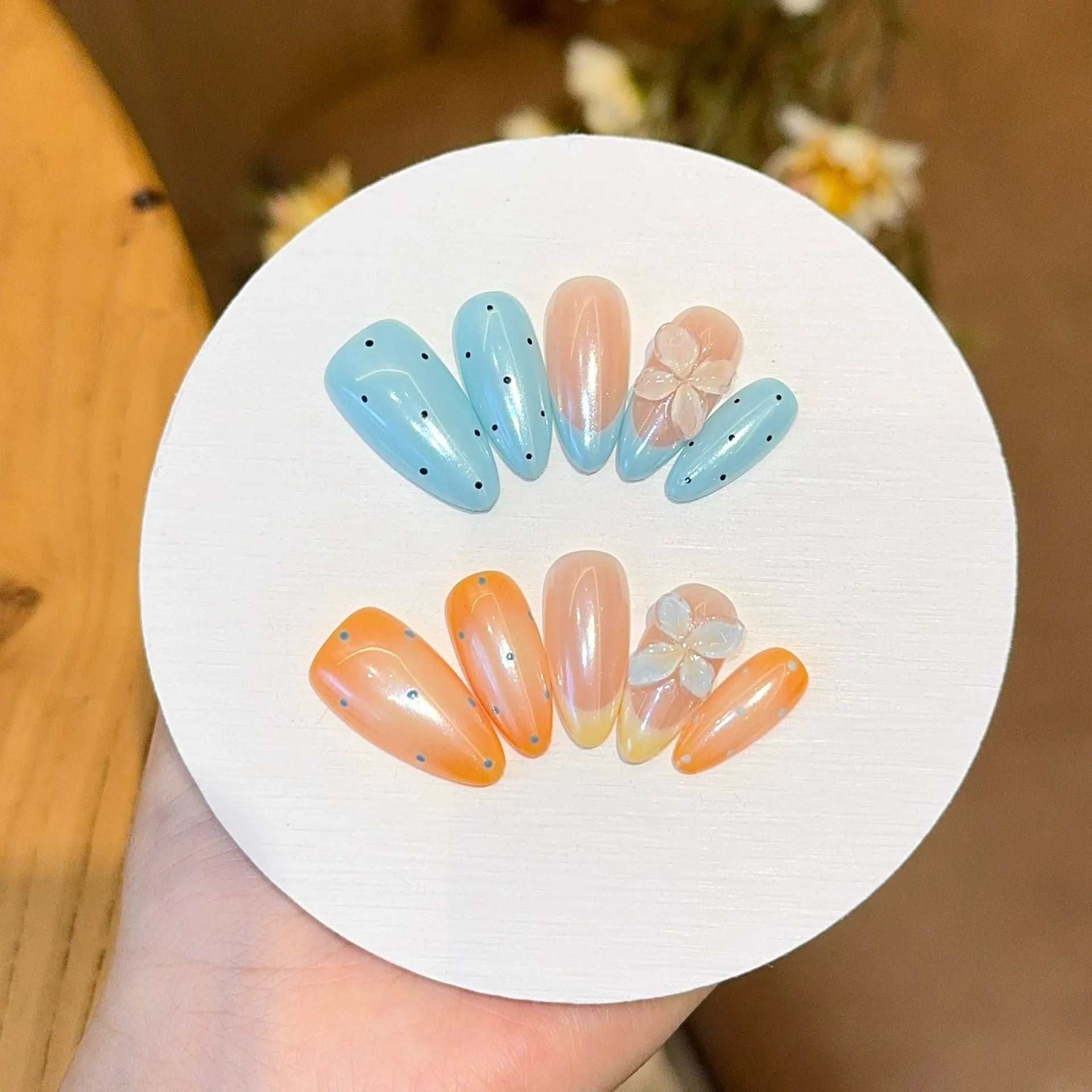 Handmade press-on nails, reusable.