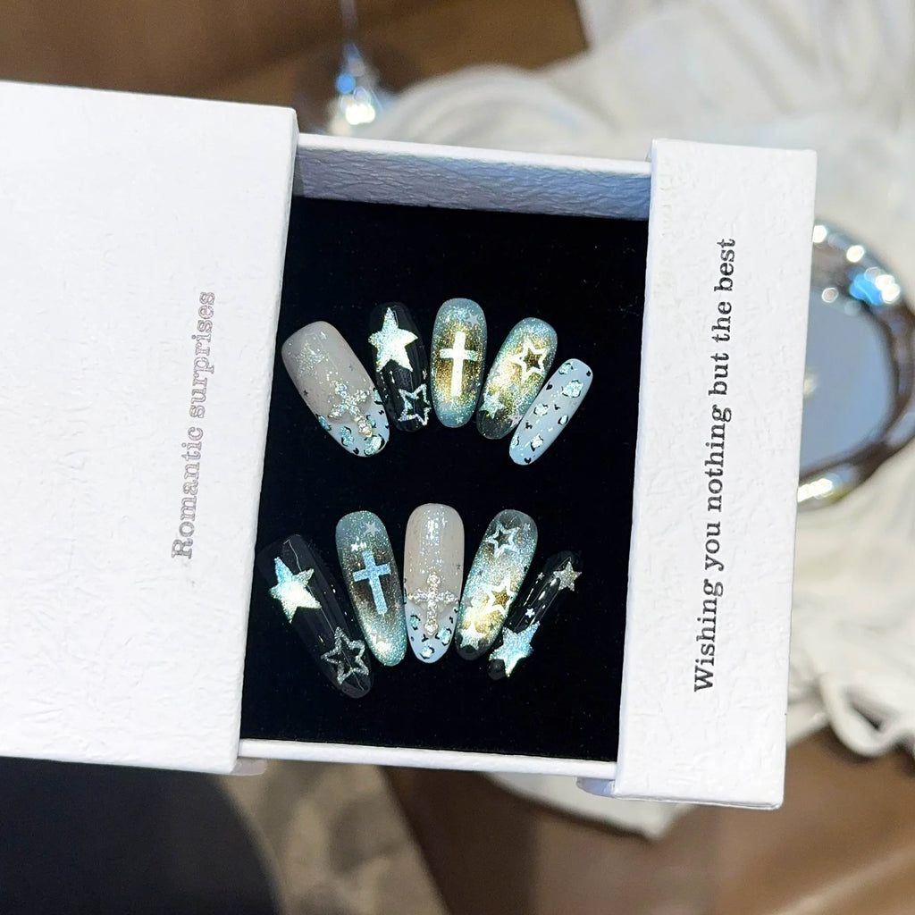 Handmade press-on nails, reusable.